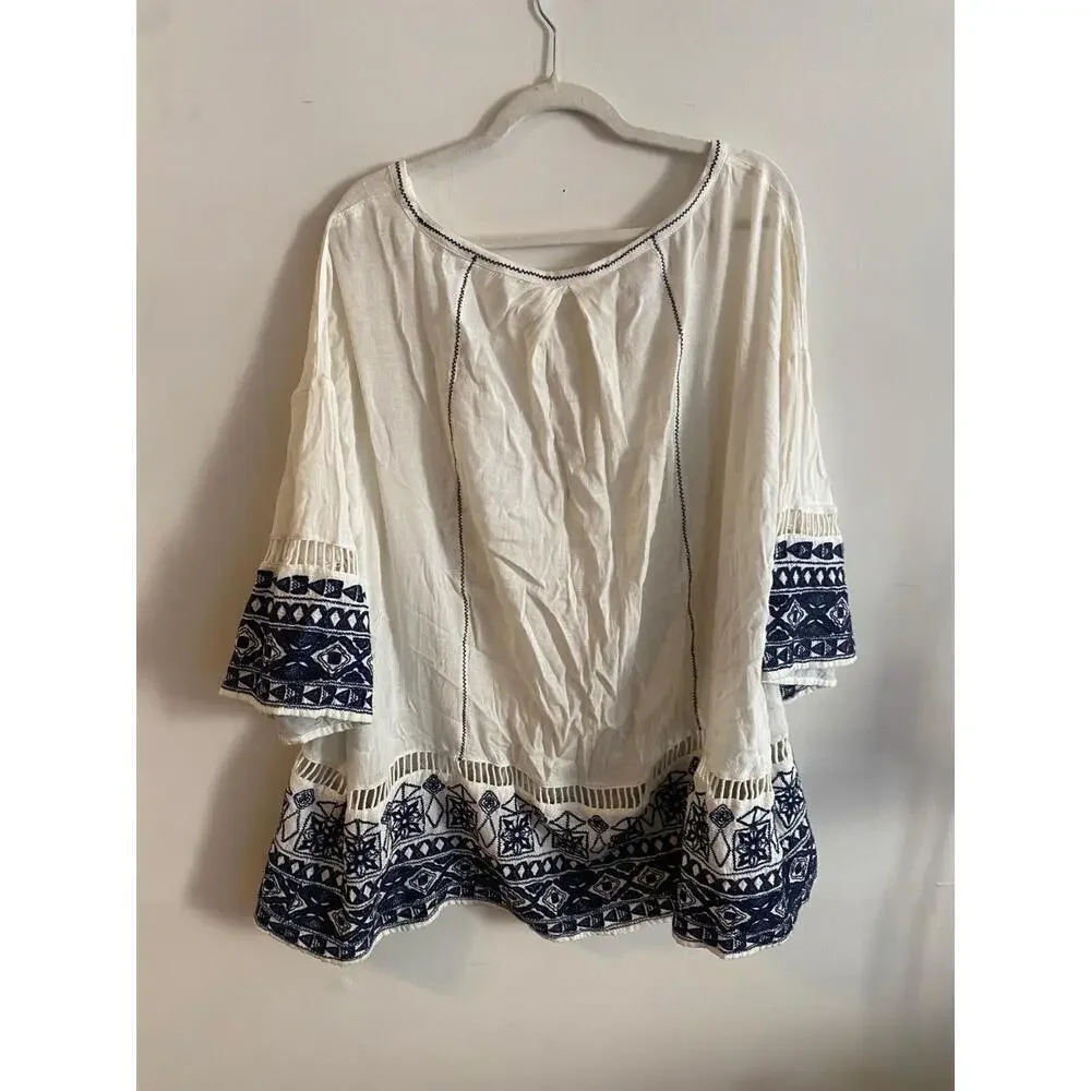 Free People Cotton Noyal Counting Stars Tunic Ivory White Size Small